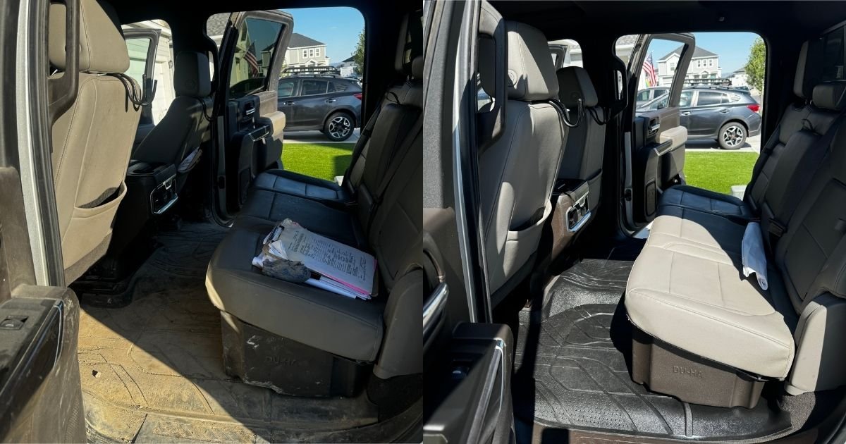 Before and after interior car detailing by Cleaner Bros Detailing in Utah County