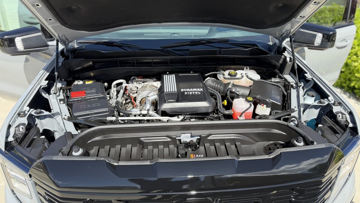 Clean GMC Duramax engine bay after an engine bay cleaning