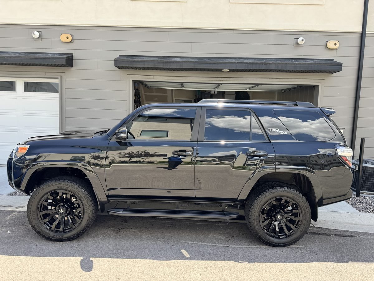 Black Toyota 4Runner after an exterior detail in Cedar Hills