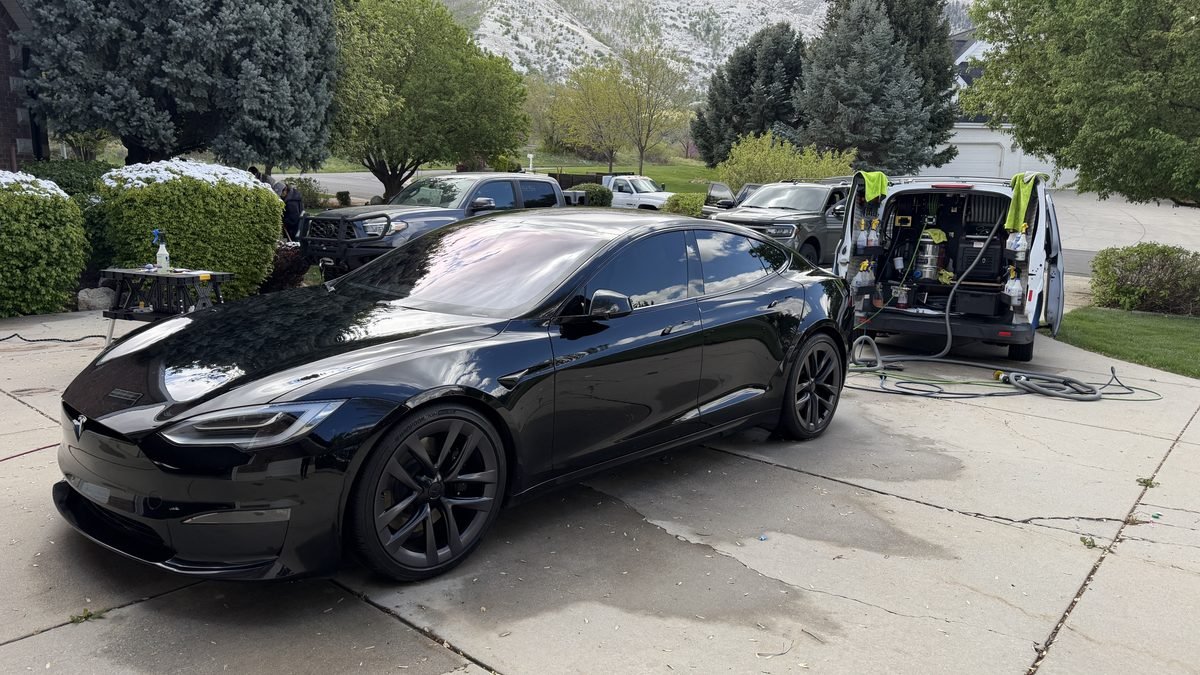 Tesla Model S after a full mobile detail in Lehi